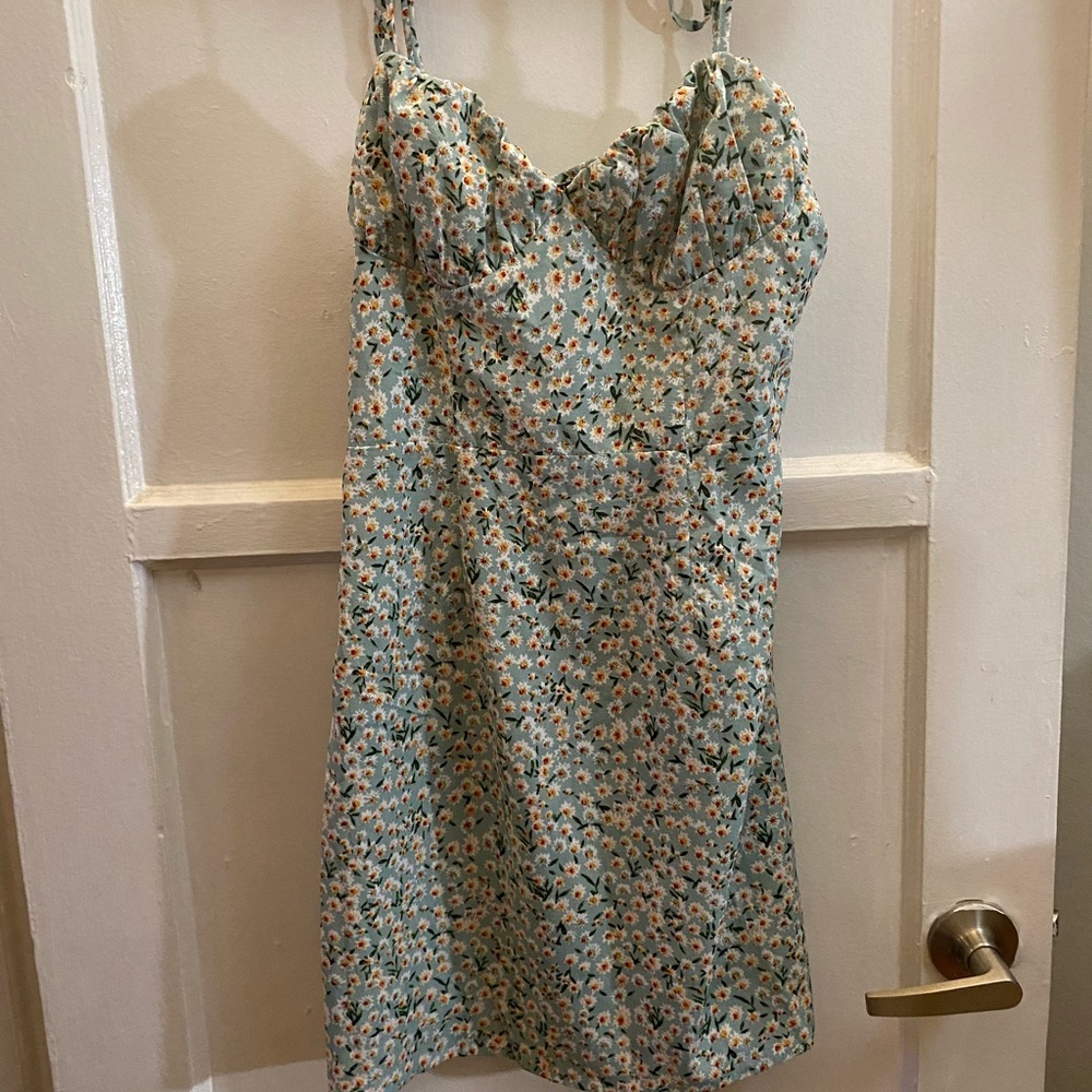 Cute green floral shine dress